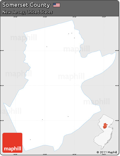 Silver Style Simple Map of Somerset County, single color outside