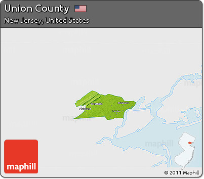 Physical 3D Map of Union County, single color outside