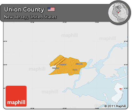 Political Map of Union County, single color outside