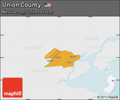 Political Map of Union County, single color outside