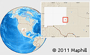 Shaded Relief Location Map of ZIP code 88114, highlighted state