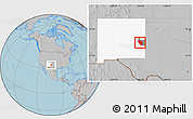 Gray Location Map of ZIP code 88116, highlighted county, highlighted state, hill shading