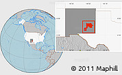 Gray Location Map of ZIP code 88201, highlighted country, highlighted state, hill shading