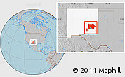 Gray Location Map of ZIP code 88201, highlighted county, highlighted state, hill shading