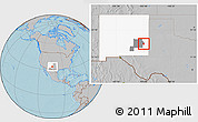 Gray Location Map of ZIP code 88213, highlighted county, highlighted state, hill shading