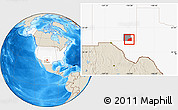 Shaded Relief Location Map of ZIP code 88256, highlighted country, highlighted county
