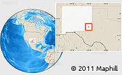 Shaded Relief Location Map of ZIP code 88264, highlighted state