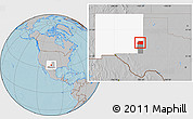 Gray Location Map of ZIP code 88267, highlighted county, highlighted state, hill shading