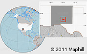 Gray Location Map of ZIP code 88340, highlighted country, highlighted state, hill shading