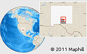 Shaded Relief Location Map of ZIP code 88340, highlighted county, highlighted state
