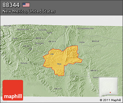 Savanna Style 3D Map of ZIP Code 88344