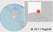 Gray Location Map of Eddy County, highlighted parent region, hill shading