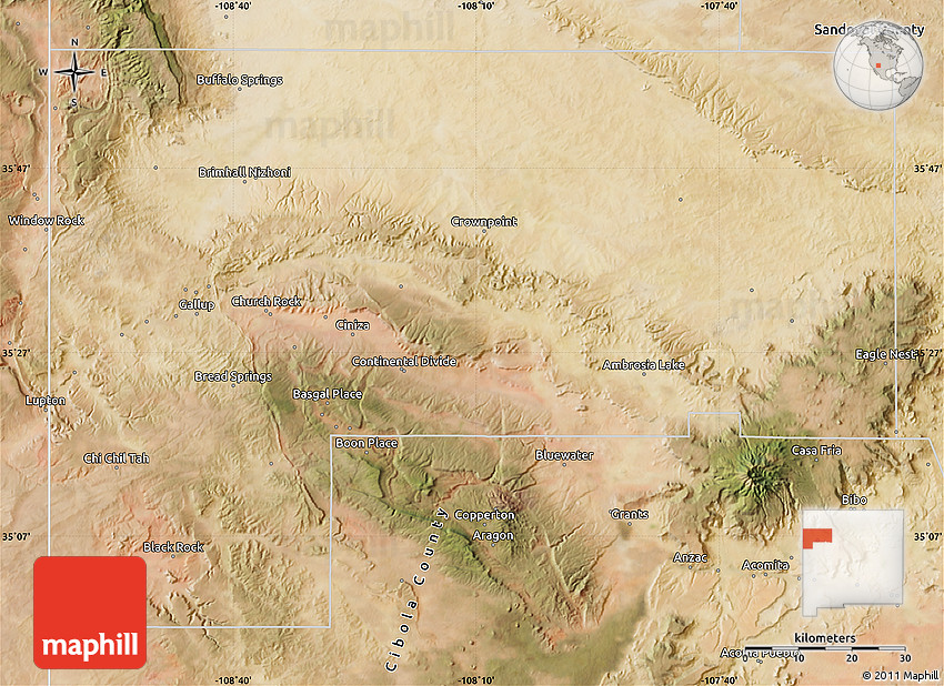 Satellite Map of McKinley County