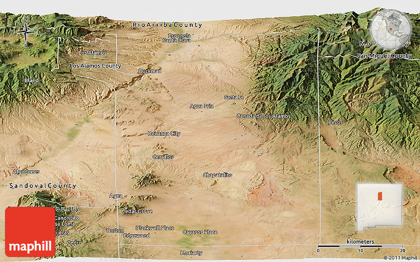 Satellite Panoramic Map of Santa Fe County