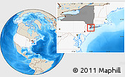 Shaded Relief Location Map of ZIP code 10002, highlighted country, highlighted state