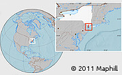 Gray Location Map of ZIP code 10011, highlighted state, hill shading