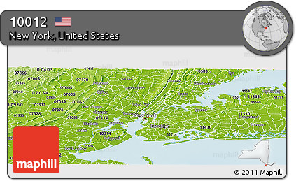 Physical Panoramic Map of ZIP Code 10012
