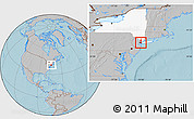 Gray Location Map of ZIP code 10013, highlighted state, hill shading