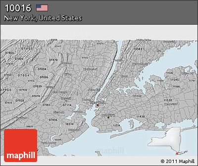 Gray 3D Map of ZIP Code 10016