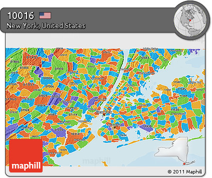 Political 3D Map of ZIP Code 10016