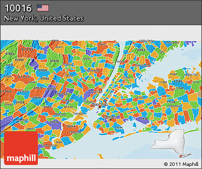 Political 3D Map of ZIP Code 10016