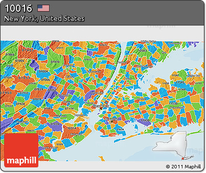 Political 3D Map of ZIP Code 10016