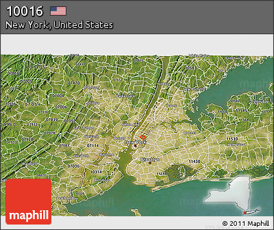 Satellite 3D Map of ZIP Code 10016