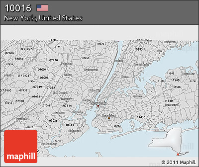 Silver Style 3D Map of ZIP Code 10016