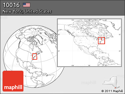 Blank Location Map of ZIP Code 10016, within the entire country