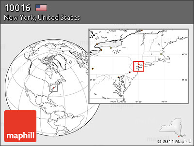 Blank Location Map of ZIP Code 10016