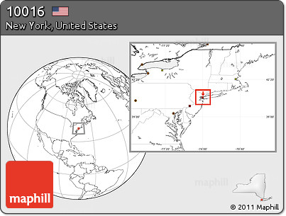 Blank Location Map of ZIP Code 10016