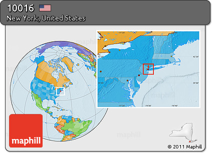 Political Location Map of ZIP Code 10016