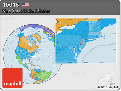 Political Location Map of ZIP Code 10016