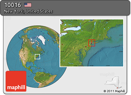 Satellite Location Map of ZIP Code 10016