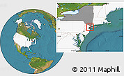 Satellite Location Map of ZIP code 10016, highlighted country, highlighted state