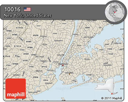 Classic Style Map of ZIP Code 10016