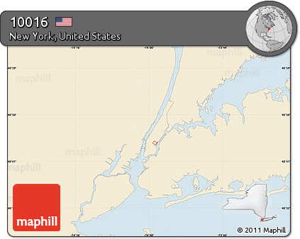 Classic Style Map of ZIP Code 10016, single color outside