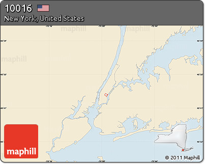 Classic Style Map of ZIP Code 10016, single color outside