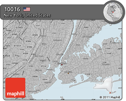 Gray Map of ZIP Code 10016
