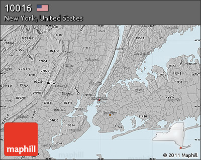 Gray Map of ZIP Code 10016