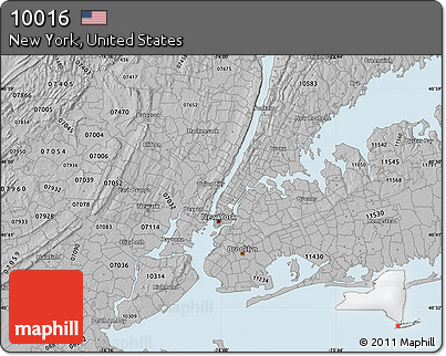 Gray Map of ZIP Code 10016