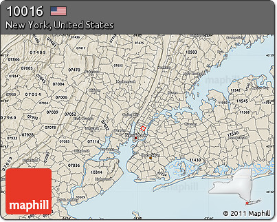 Shaded Relief Map of ZIP Code 10016