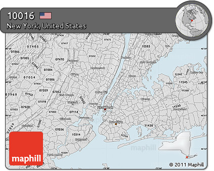 Silver Style Map of ZIP Code 10016