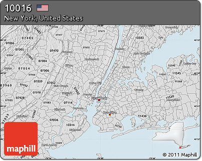 Silver Style Map of ZIP Code 10016