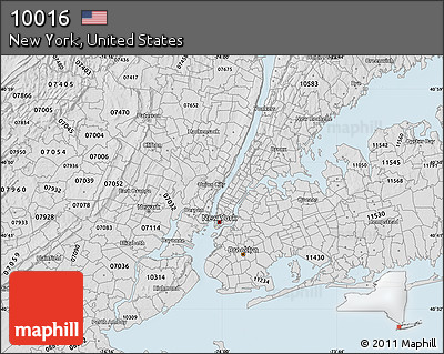 Silver Style Map of ZIP Code 10016