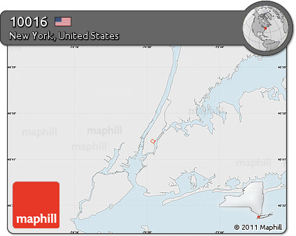 Silver Style Map of ZIP Code 10016, single color outside