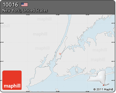 Silver Style Map of ZIP Code 10016, single color outside