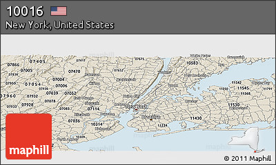 Classic Style Panoramic Map of ZIP Code 10016
