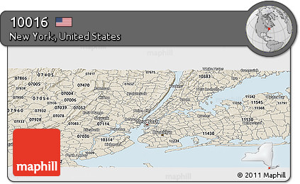 Classic Style Panoramic Map of ZIP Code 10016