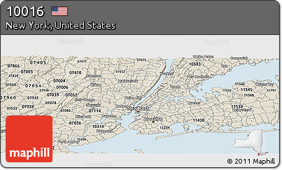 Classic Style Panoramic Map of ZIP Code 10016